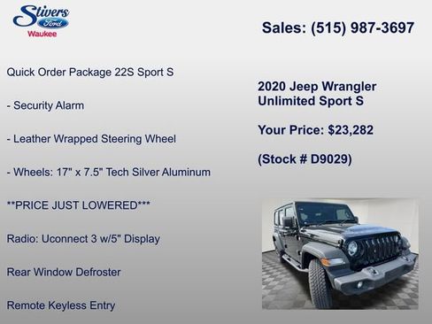 Used 2020 Jeep Wrangler Unlimited Sport S AWD/4WD image 15