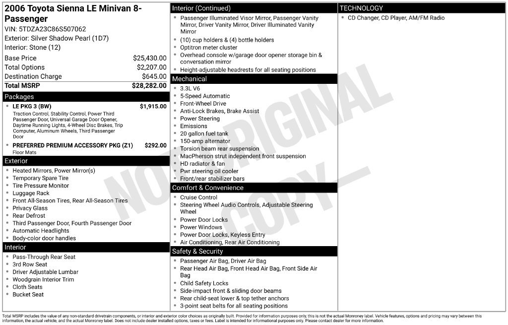 Used 2006 Toyota Sienna LE w/ LE Pkg 3 FWD image 44