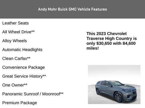 Used 2023 Chevrolet Traverse High Country w/ LPO, Floor Liner Package image 8
