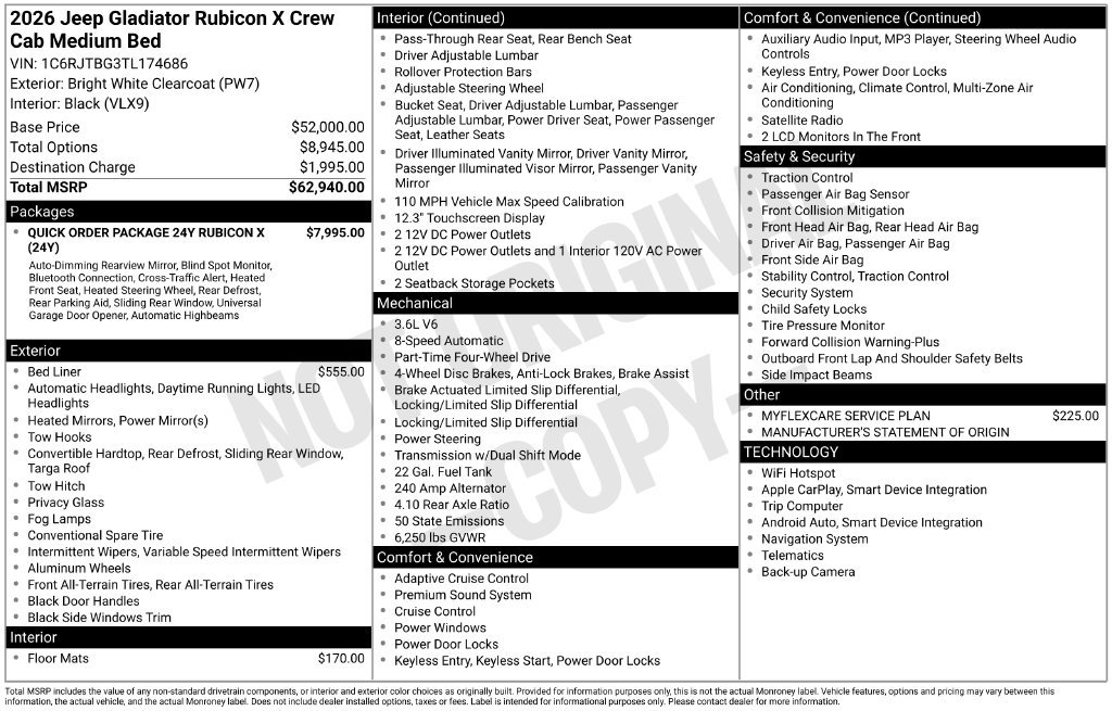 New 2026 Jeep Gladiator Rubicon AWD/4WD image 9