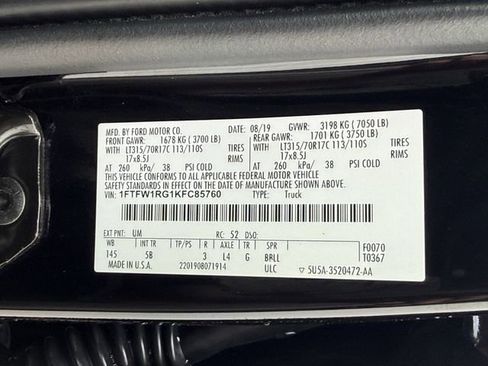 Used 2019 Ford F150 Raptor w/ Equipment Group 802A Luxury image 35