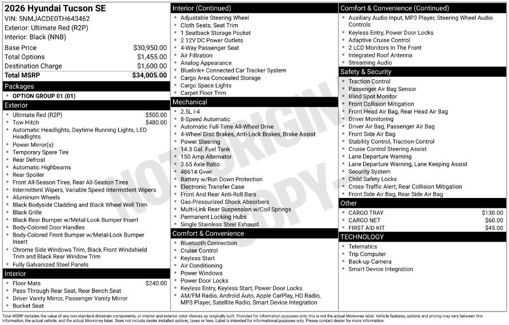 New 2026 Hyundai Tucson SE AWD/4WD image 29