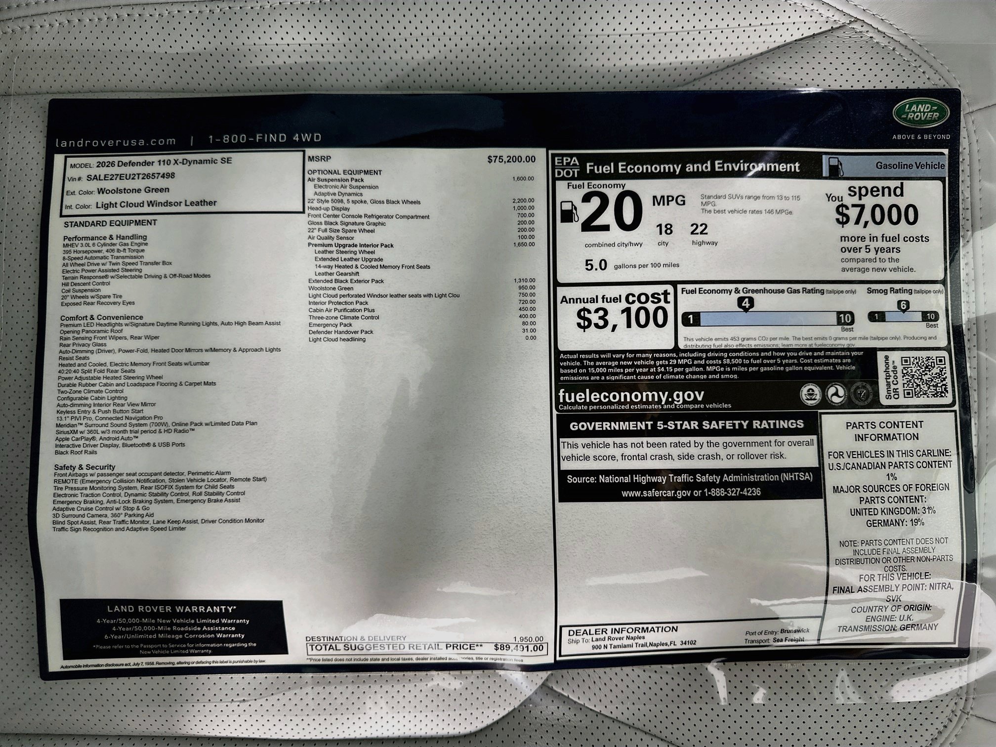 New 2026 Land Rover Defender 110 X-Dynamic SE AWD/4WD image 28