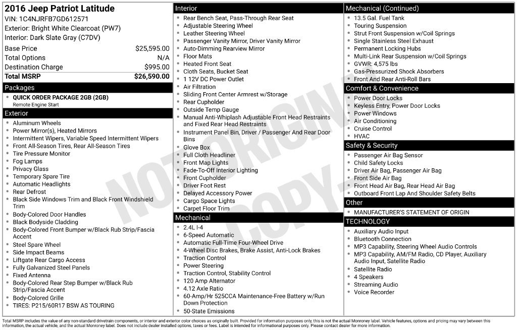 Used 2016 Jeep Patriot Latitude AWD/4WD image 12