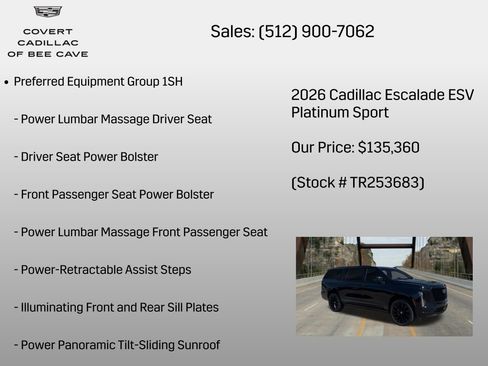 New 2026 Cadillac Escalade ESV Platinum Sport w/ LPO, ONYX Package AWD/4WD image 6