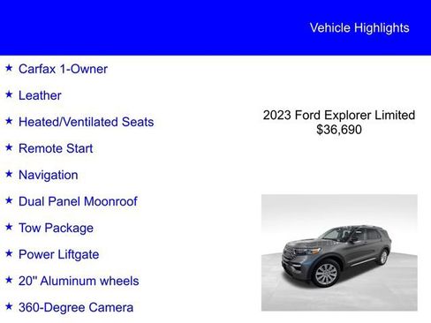 Certified 2023 Ford Explorer Limited w/ Limited Technology Package AWD/4WD image 3
