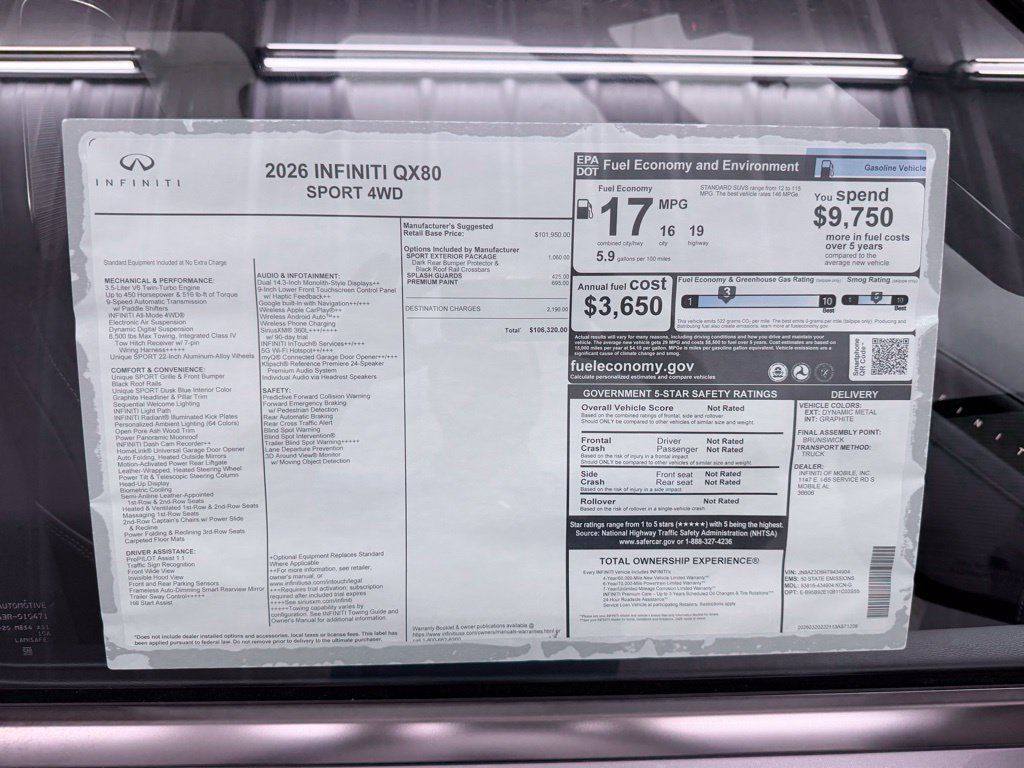 Certified 2026 INFINITI QX80 4WD w/ Sport Exterior Package image 50