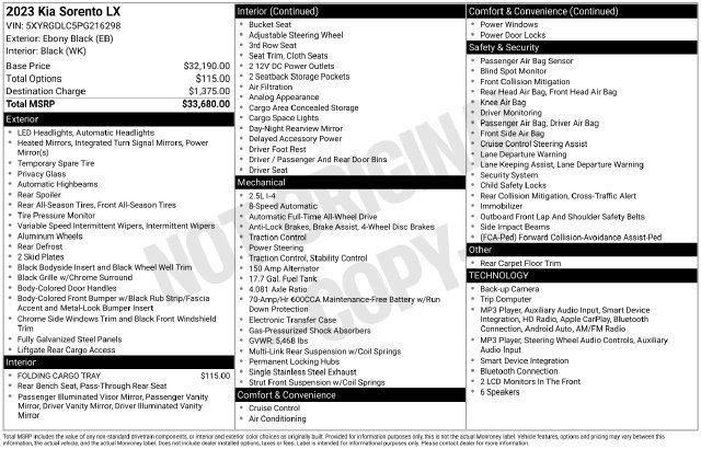 Certified 2023 Kia Sorento LX AWD/4WD image 34