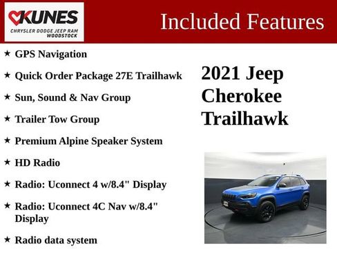 Used 2021 Jeep Cherokee Trailhawk w/ Sun, Sound & Nav Group AWD/4WD image 3