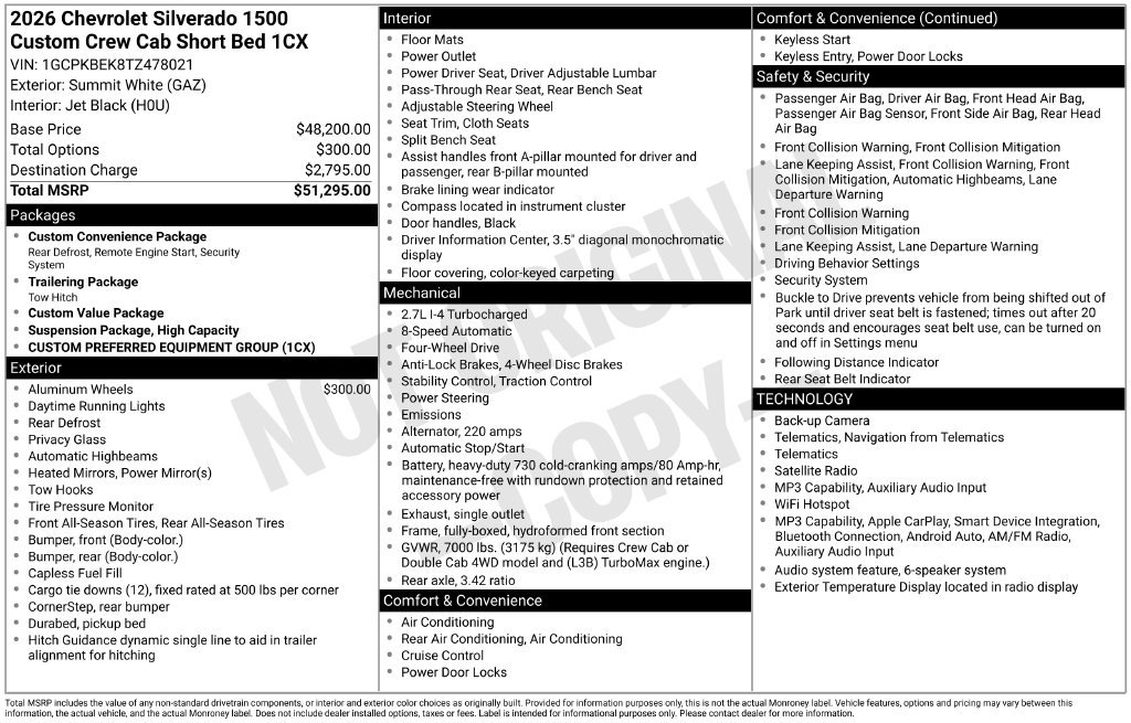 New 2026 Chevrolet Silverado 1500 Custom AWD/4WD image 4
