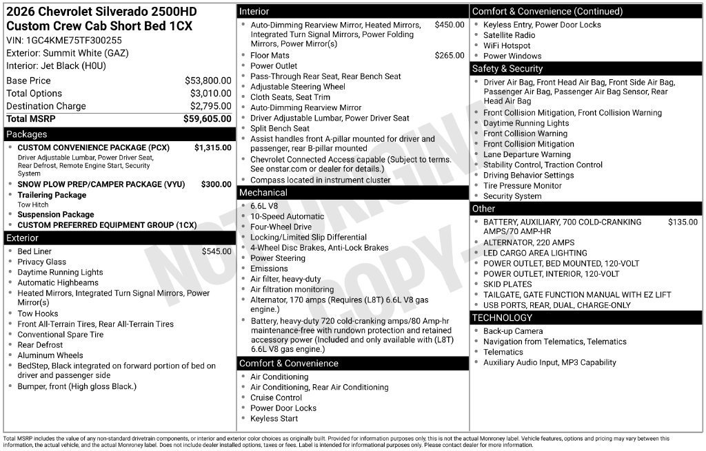 New 2026 Chevrolet Silverado 2500 Custom w/ Custom Convenience Package AWD/4WD image 11