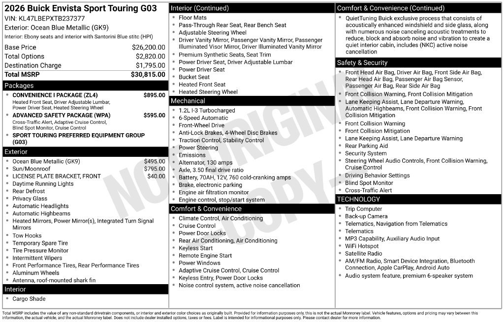 New 2026 Buick Envista Sport Touring w/ Convenience I Package FWD image 5
