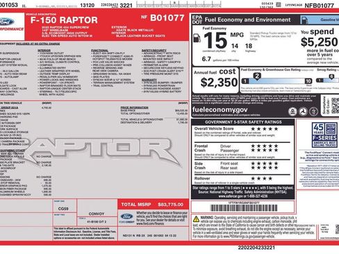 Used 2022 Ford F150 Raptor w/ Equipment Group 801A High AWD/4WD image 38