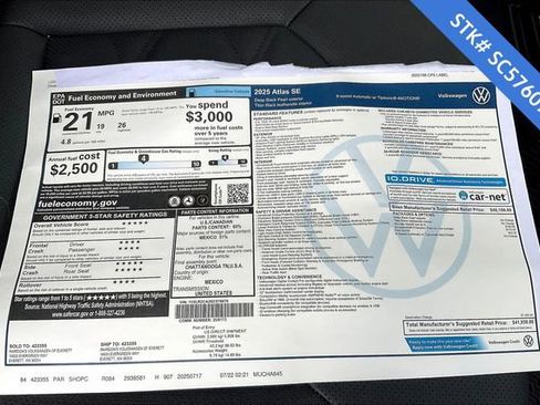 New 2025 Volkswagen Atlas SE image 5