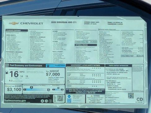 New 2026 Chevrolet Suburban Z71 w/ Z71 Off-Road Package image 18