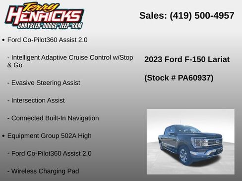 Used 2023 Ford F150 Lariat w/ Equipment Group 502A High AWD/4WD image 12