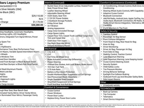 Certified 2025 Subaru Legacy Premium AWD/4WD image 11