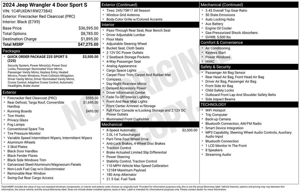 Used 2024 Jeep Wrangler Unlimited Sport AWD/4WD image 10