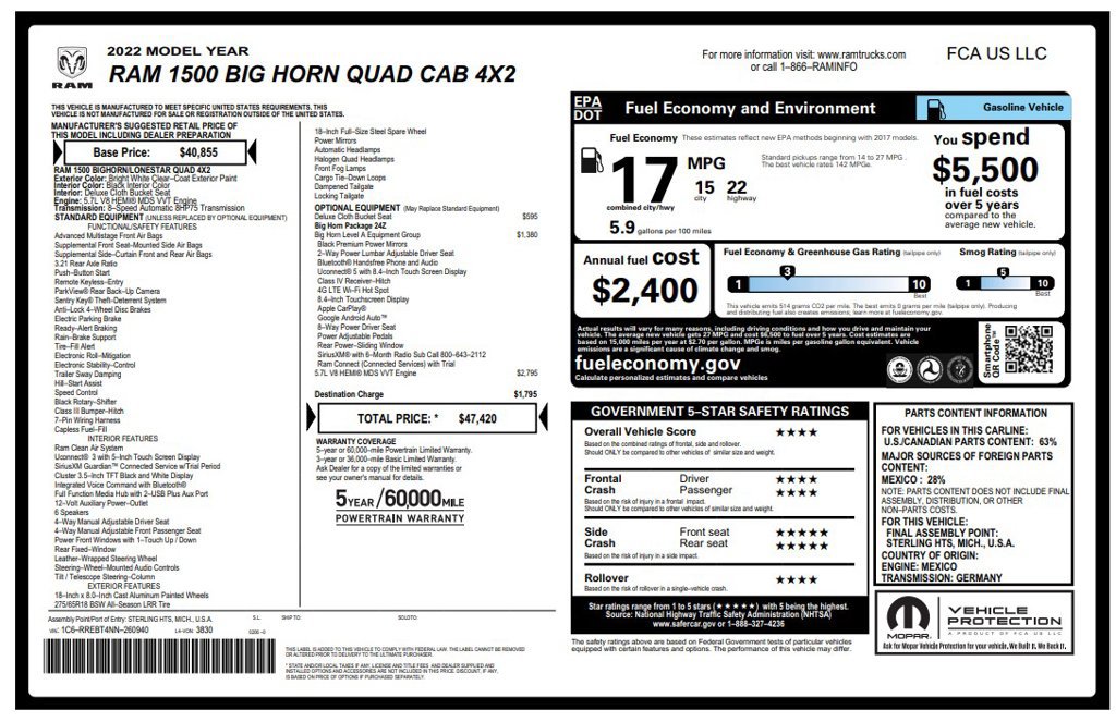 Certified 2022 RAM 1500 Big Horn RWD image 4