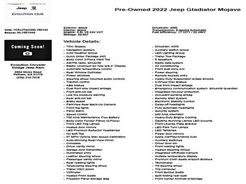 Used 2022 Jeep Gladiator Mojave w/ LED Lighting Group AWD/4WD image 4
