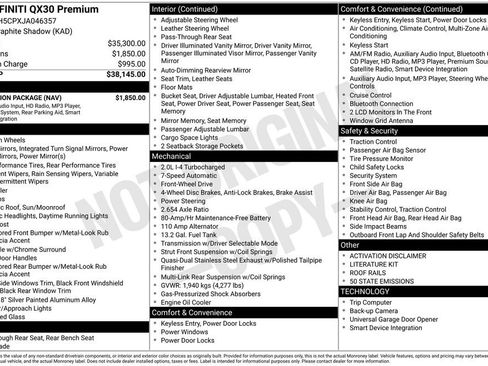 Used 2018 INFINITI QX30 Premium w/ Navigation Package image 2