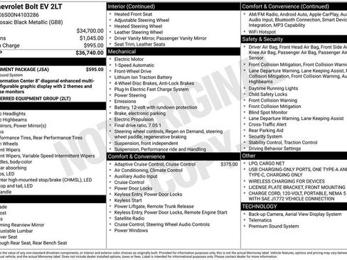 Used 2022 Chevrolet Bolt LT w/ Infotainment Package image 28