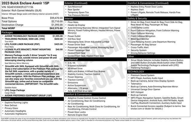 Certified 2023 Buick Enclave Avenir w/ Avenir Technology Package AWD/4WD image 47