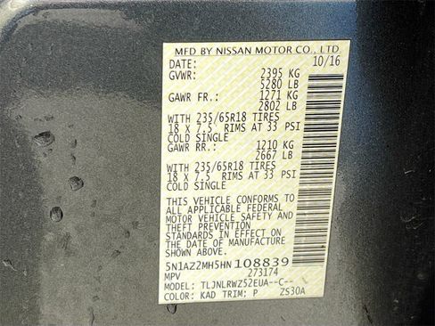 Used 2017 Nissan Murano SL w/ SL Technology Package image 34