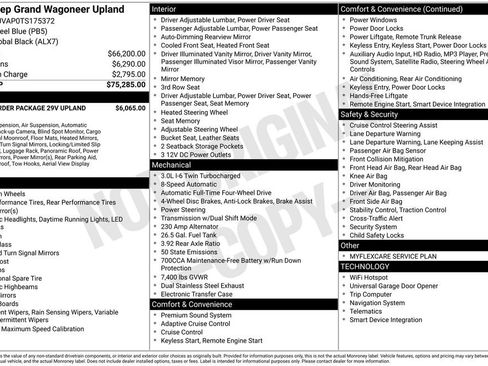 New 2026 Jeep Grand Wagoneer 4WD w/ Quick Order Packge 29V Upland image 6