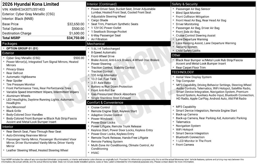 Used 2026 Hyundai Kona Limited FWD image 18