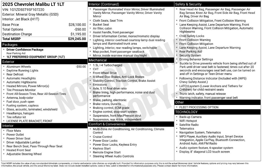 Used 2025 Chevrolet Malibu LT FWD image 21