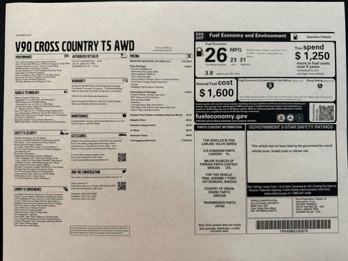 Used 2018 Volvo V90 T5 Cross Country w/ Convenience Package image 2