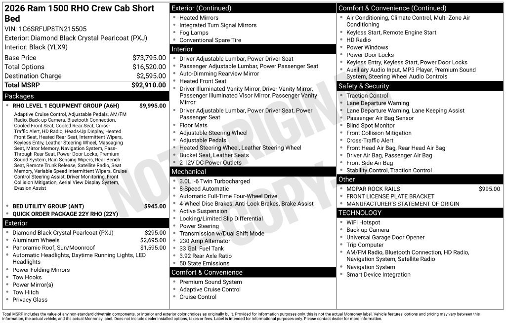 New 2026 RAM 1500 RHO w/ RHO Level 1 Equipment Group AWD/4WD image 10