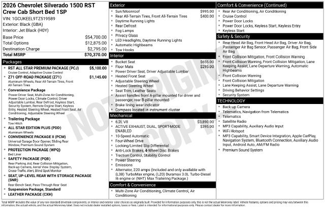 New 2026 Chevrolet Silverado 1500 RST w/ RST All Star Premium Package AWD/4WD image 6