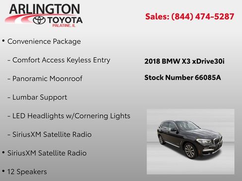 Used 2018 BMW X3 xDrive30i w/ Convenience Package AWD/4WD image 2