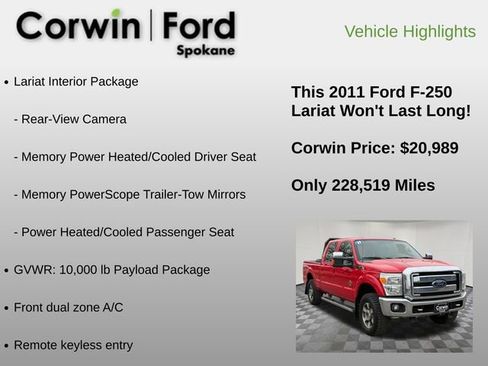 Used 2011 Ford F250 Lariat w/ Lariat Interior Pkg image 12