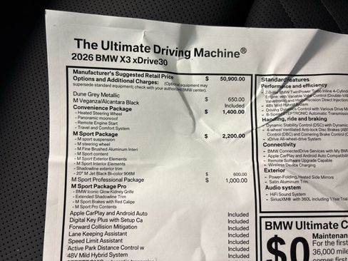 New 2026 BMW X3 xDrive30 w/ M Sport Package image 36