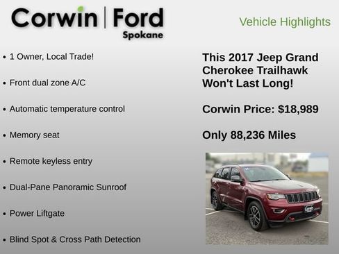 Used 2017 Jeep Grand Cherokee Trailhawk w/ Trailhawk Luxury Group AWD/4WD image 6