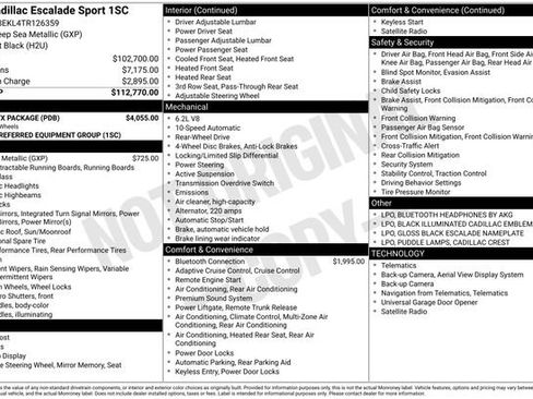 Certified 2026 Cadillac Escalade Sport w/ LPO, ONYX Package RWD image 7