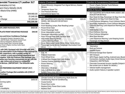 Used 2022 Chevrolet Traverse LT w/ LPO, Floor Liner Package FWD image 12