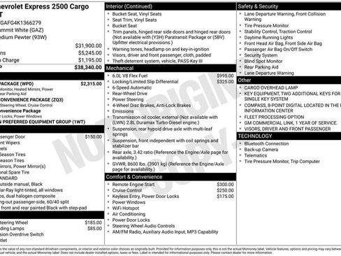 Used 2019 Chevrolet Express 2500 w/ Safety Package RWD image 17