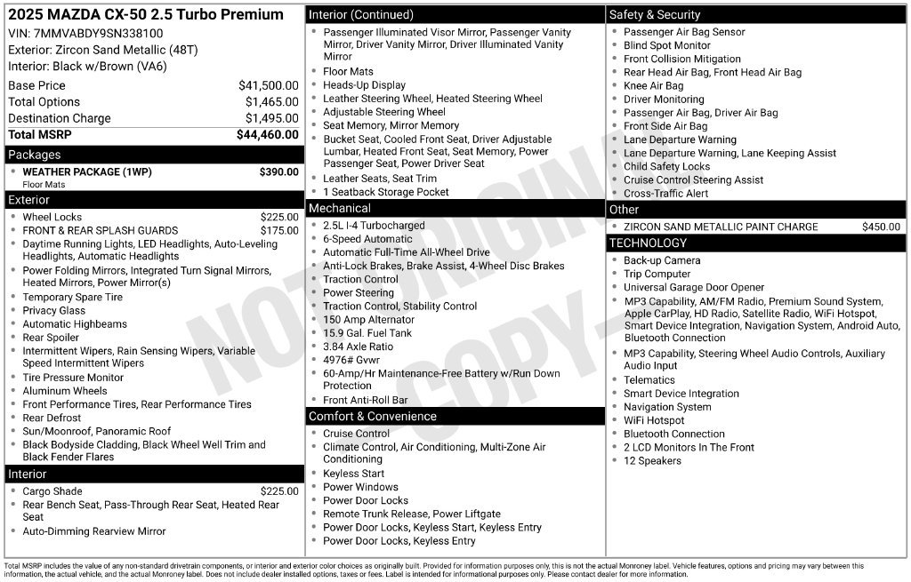 Certified 2025 MAZDA CX-50 AWD 2.5 Turbo w/ Weather Package image 17