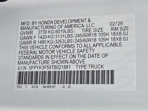 New 2026 Honda Ridgeline RTL image 18