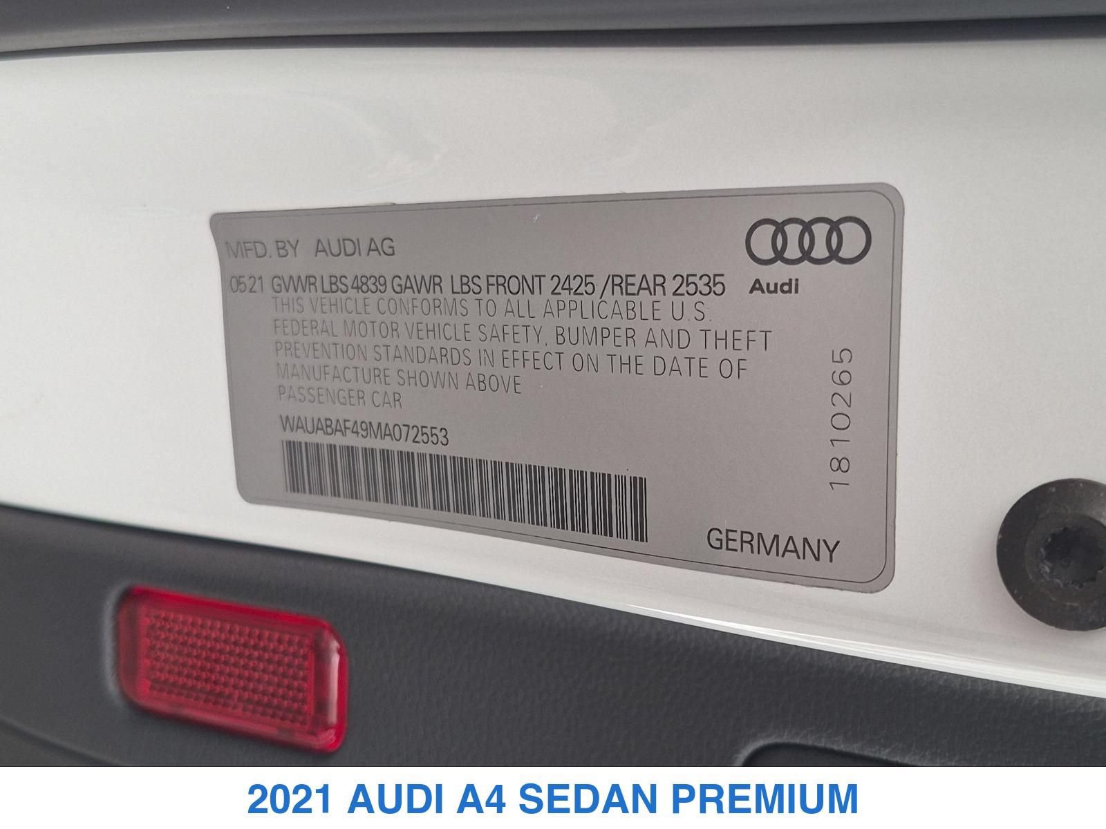 Used 2021 Audi A4 2.0T Premium w/ Convenience Package AWD/4WD image 26