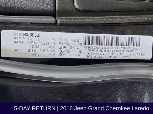 Used 2016 Jeep Grand Cherokee Laredo w/ Quick Order Package 23E AWD/4WD image 34