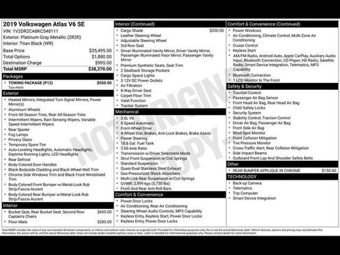 Used 2019 Volkswagen Atlas SE w/ Towing Package image 31