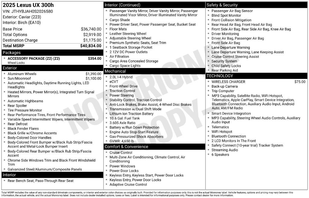 Used 2025 Lexus UX 300h FWD w/ Accessory Package (Z2) image 13