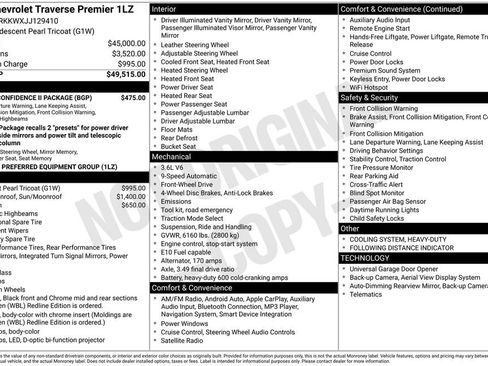 Used 2018 Chevrolet Traverse Premier w/ Driver Confidence II Package image 6