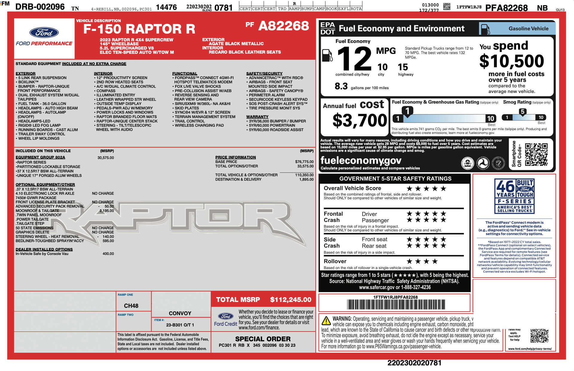Used 2023 Ford F150 Raptor w/ Equipment Group 802A Raptor R AWD/4WD image 87