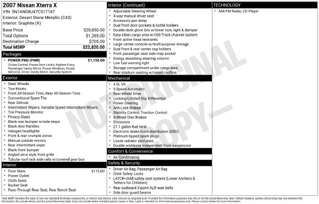 Used 2007 Nissan Xterra X w/ Power Pkg RWD image 9